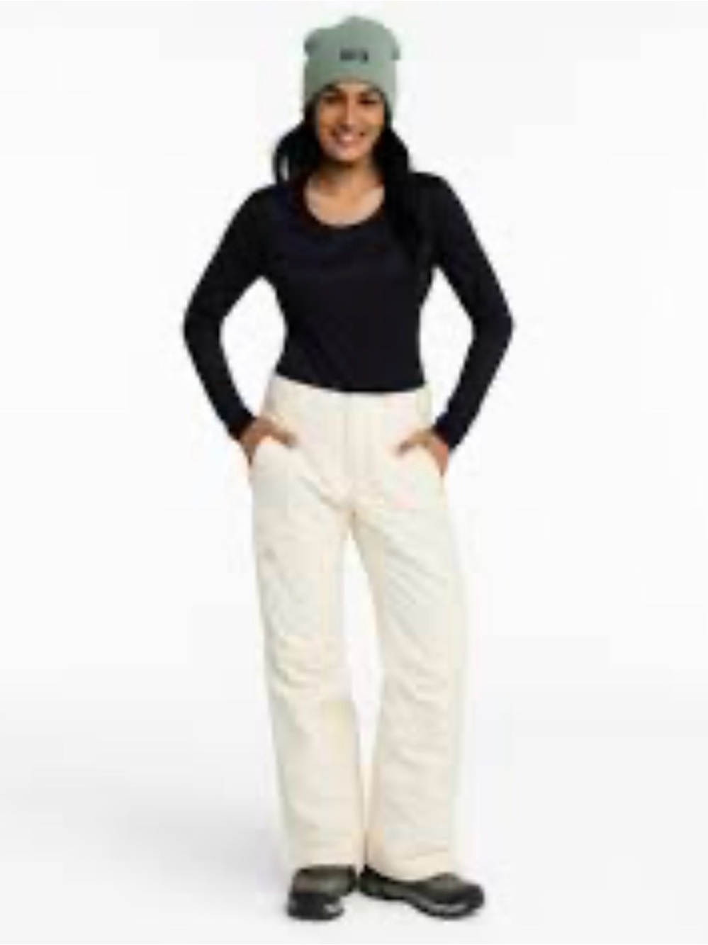 L.L. Bean Cream flare leg Insulated snow Pants